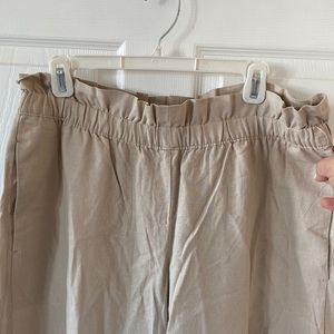 NWT Express wide leg super high rise linen/rayon pants size large beige